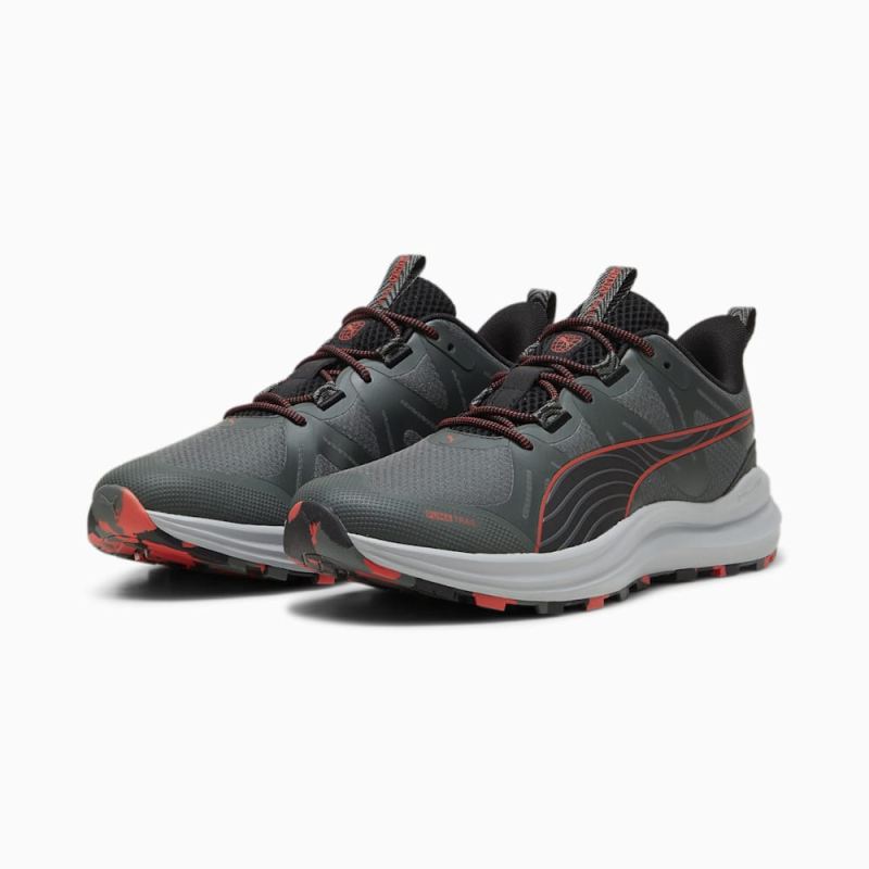 Puma | Men's Reflect Lite Trailrunning Shoes - Mineral Gray-Black-Active Red