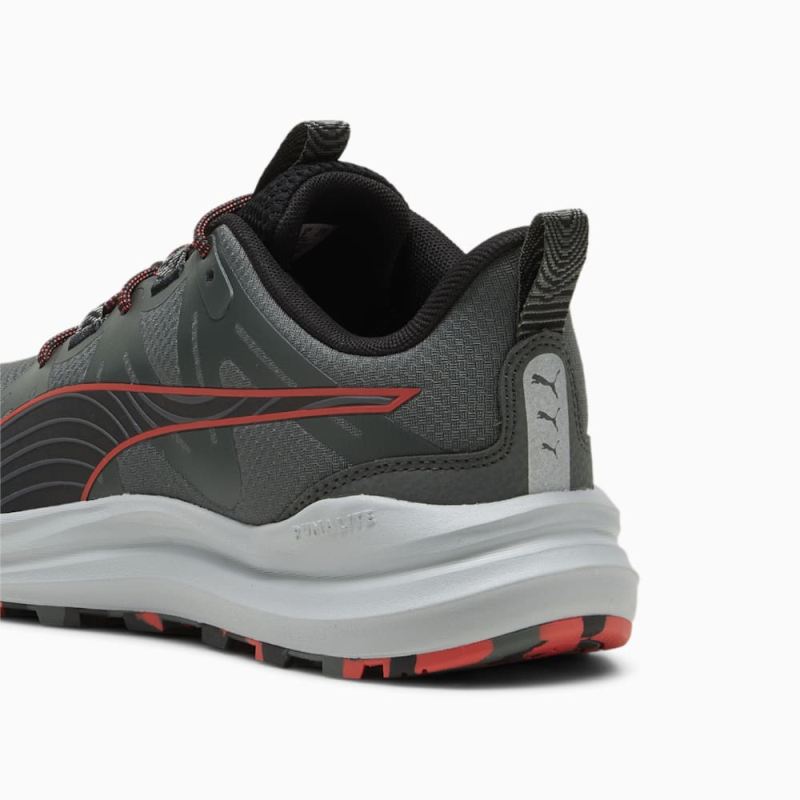 Puma | Men's Reflect Lite Trailrunning Shoes - Mineral Gray-Black-Active Red