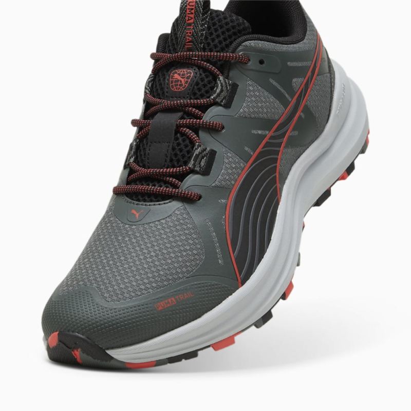 Puma | Men's Reflect Lite Trailrunning Shoes - Mineral Gray-Black-Active Red