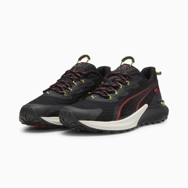 Puma | Women's SEASONS Fast-Trac NITRO 2 Running Shoes - Black-Active Red-Lime Pow