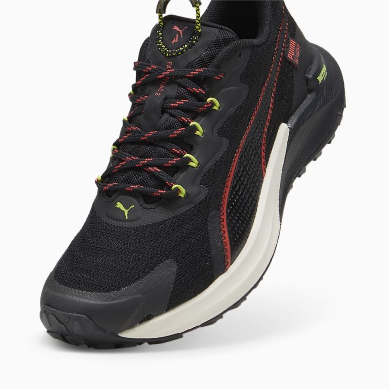 Puma | Women's SEASONS Fast-Trac NITRO 2 Running Shoes - Black-Active Red-Lime Pow