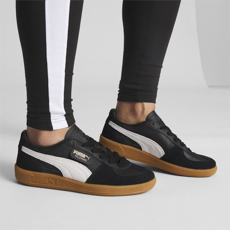 Puma | Women's Palermo Leather Sneakers - Black-Feather Gray-Gum