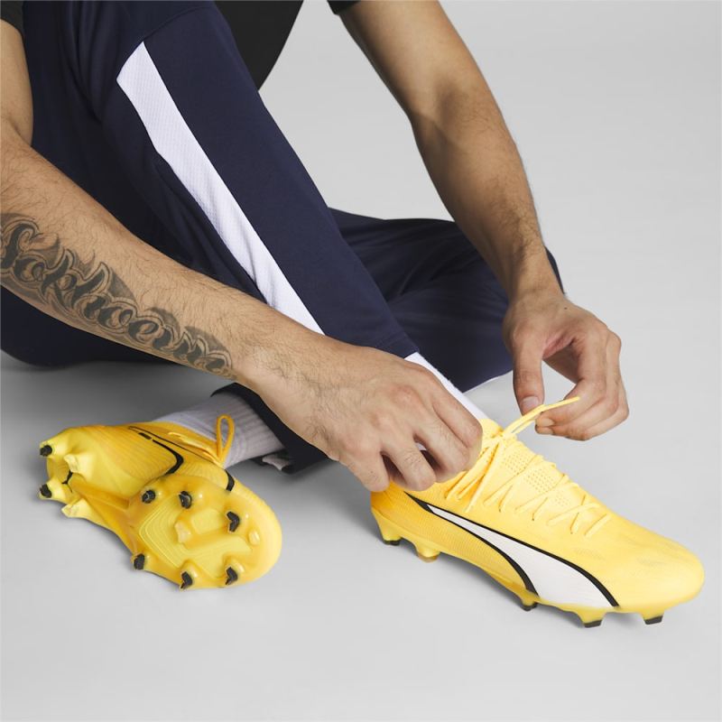 Puma | Men's ULTRA ULTIMATE FG/AG Soccer Cleats - Yellow Blaze-White-Black