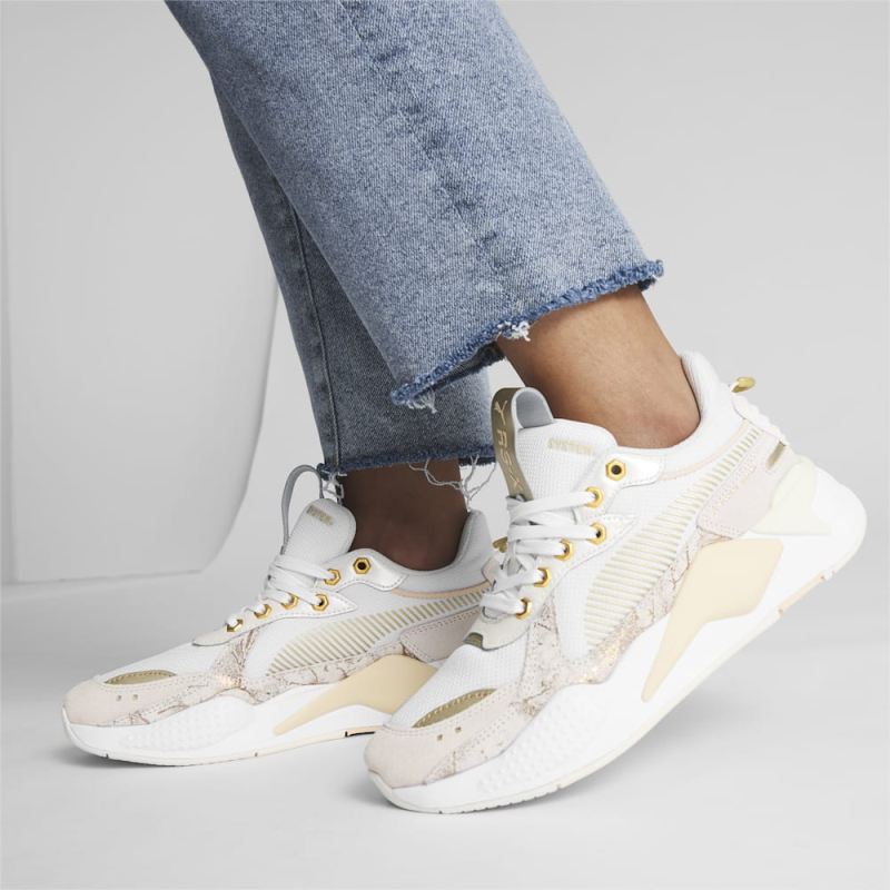 Puma | Women's RS-X Glimmer Sneakers - White-Gold-Warm White