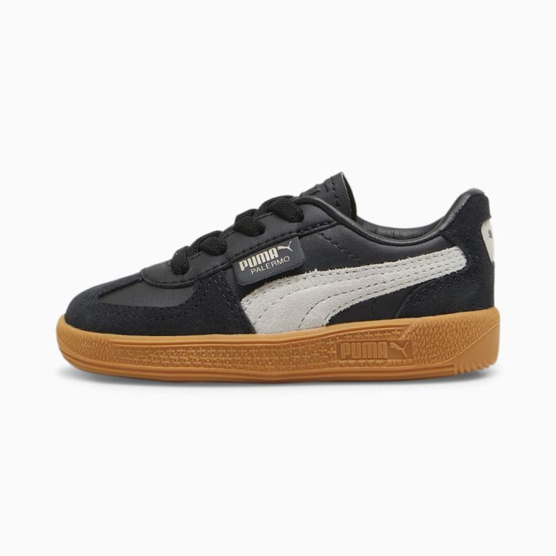 Puma | Boys Palermo Leather Toddlers Sneakers - Black-Feather Gray-Gum - Click Image to Close