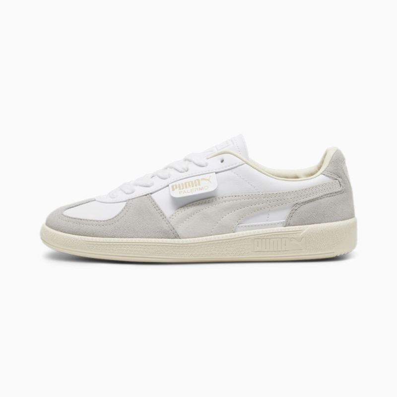 Puma | Men's Palermo Leather Sneakers - White-Cool Light Gray-Sugared Almond