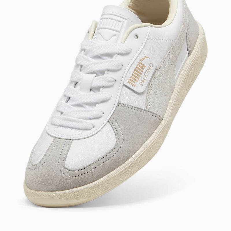 Puma | Men's Palermo Leather Sneakers - White-Cool Light Gray-Sugared Almond