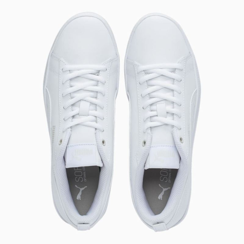 Puma | Women's Smash v2 Leather Sneakers - White-White