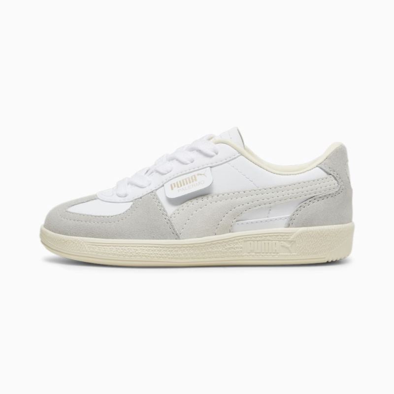 Puma | Boys Palermo Leather Little Kids Sneakers - White-Cool Light Gray-Sugared Almond - Click Image to Close