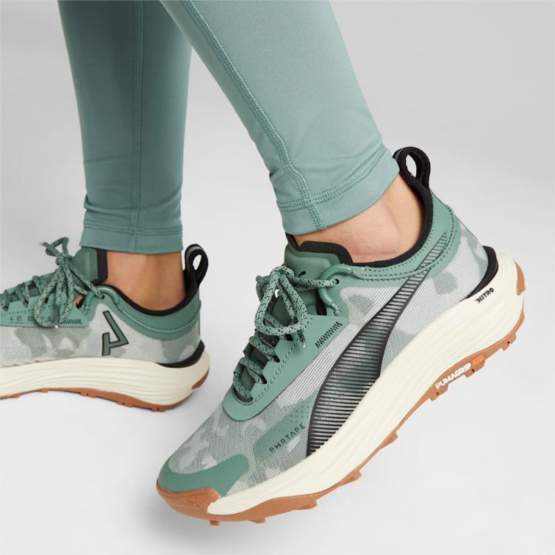 Puma | Women's SEASONS Voyage NITRO 3 Running Shoes - Eucalyptus-Alpine Snow-Black