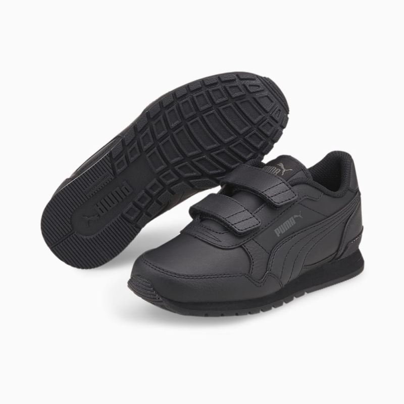 Puma | Boys ST Runner v3 Leather Little Kids Sneakers - Black-Black