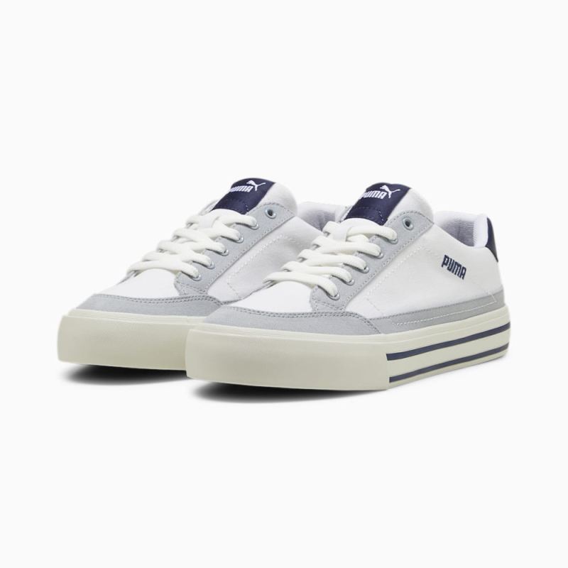 Puma | Men's Court Classic Vulc Unisex Sneakers - White-Navy-Cool Mid Gray