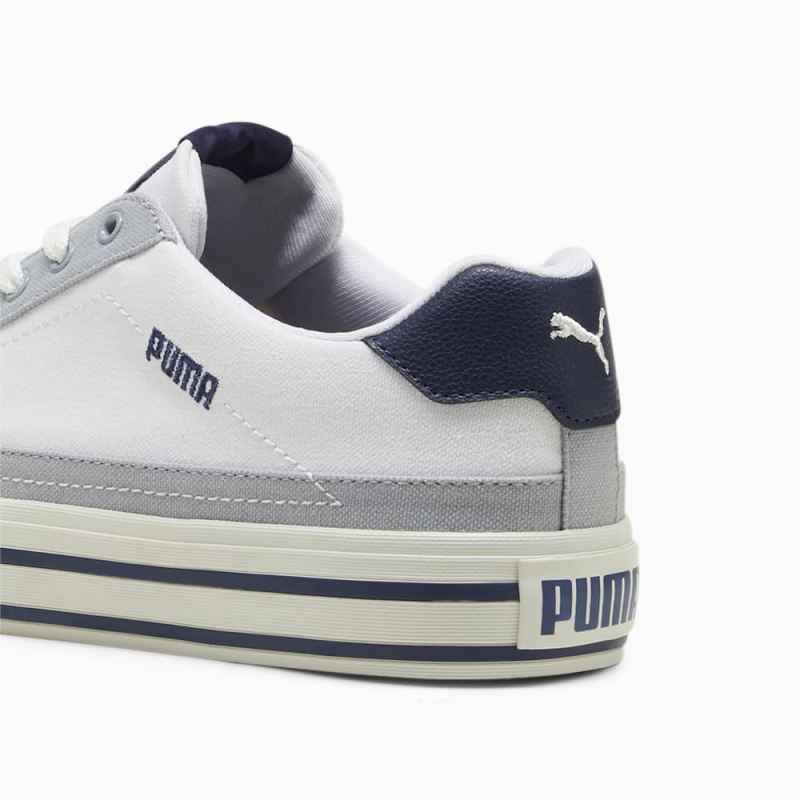 Puma | Men's Court Classic Vulc Unisex Sneakers - White-Navy-Cool Mid Gray