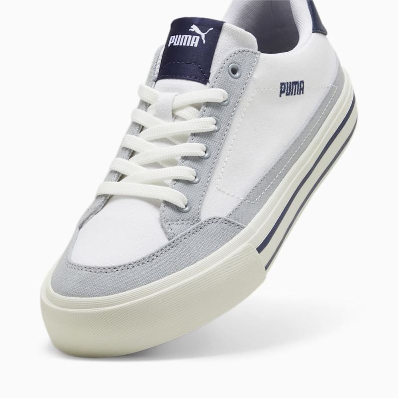 Puma | Men's Court Classic Vulc Unisex Sneakers - White-Navy-Cool Mid Gray