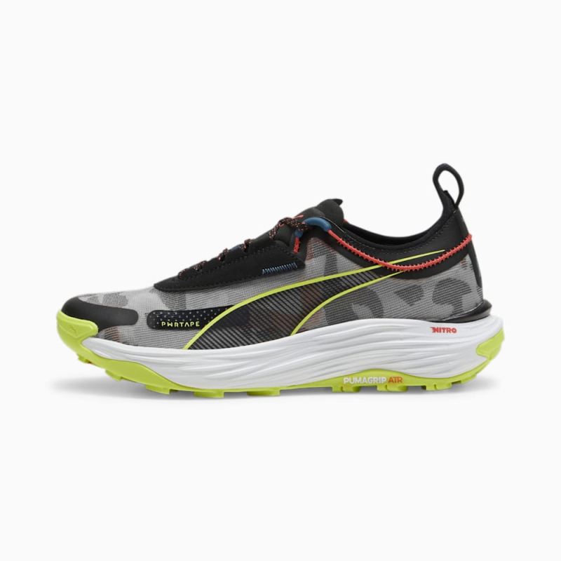 Puma | Men's SEASONS Voyage NITRO 3 Running Shoes - Black-Lime Pow-Active Red