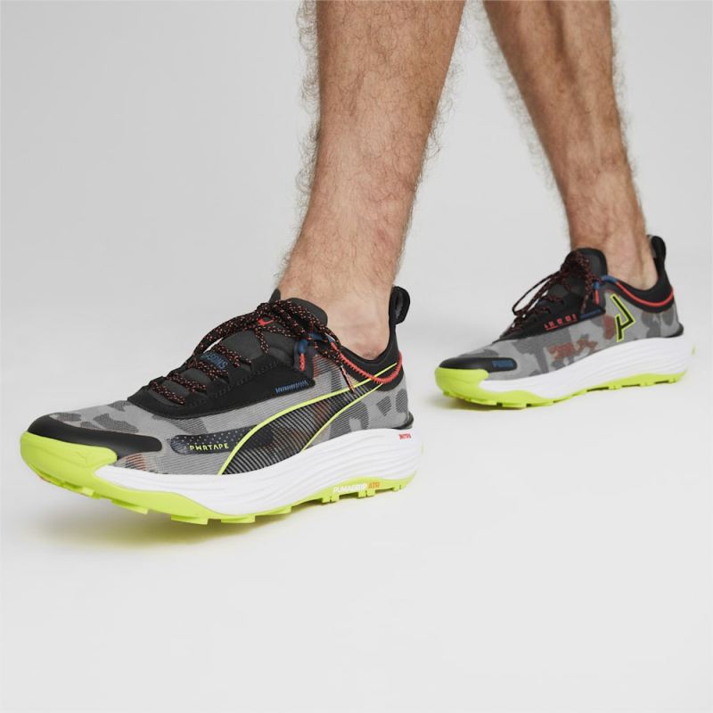 Puma | Men's SEASONS Voyage NITRO 3 Running Shoes - Black-Lime Pow-Active Red