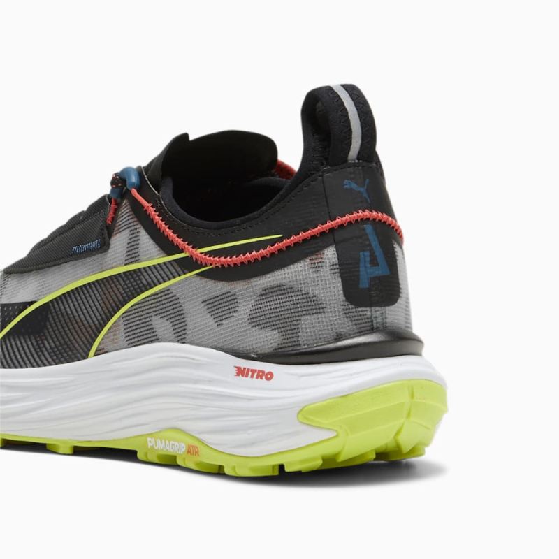 Puma | Men's SEASONS Voyage NITRO 3 Running Shoes - Black-Lime Pow-Active Red