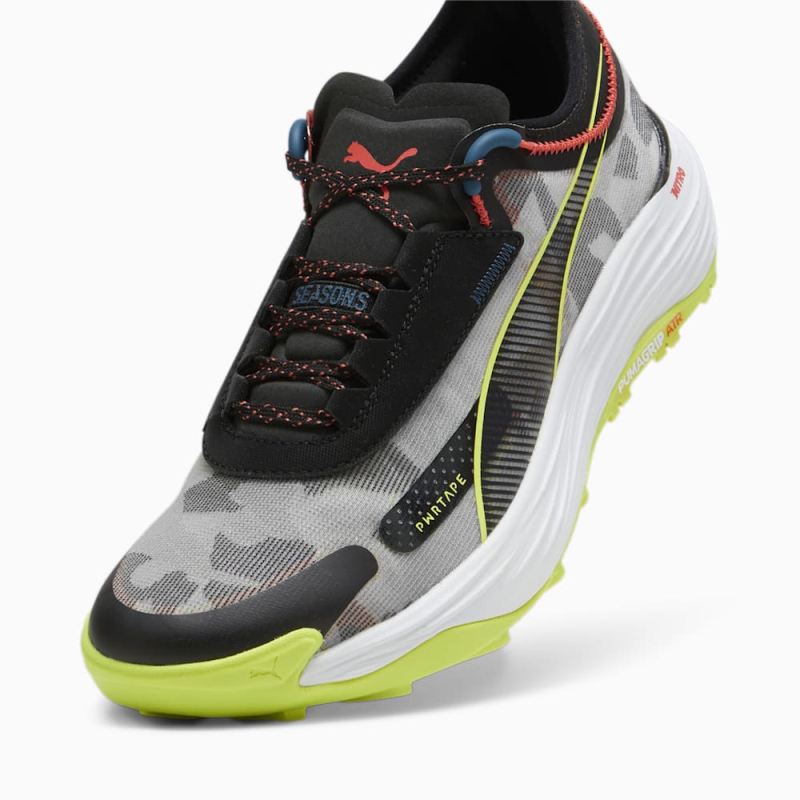 Puma | Men's SEASONS Voyage NITRO 3 Running Shoes - Black-Lime Pow-Active Red