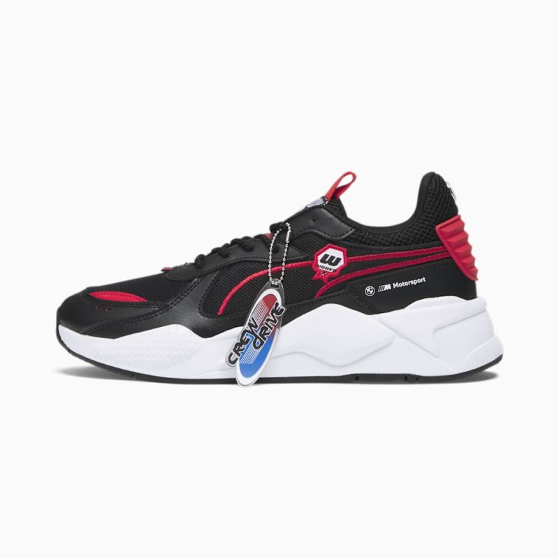 Puma | Men's BMW M Motorsport RS-X Garage Crews Sneakers - Black-Pop Red - Click Image to Close