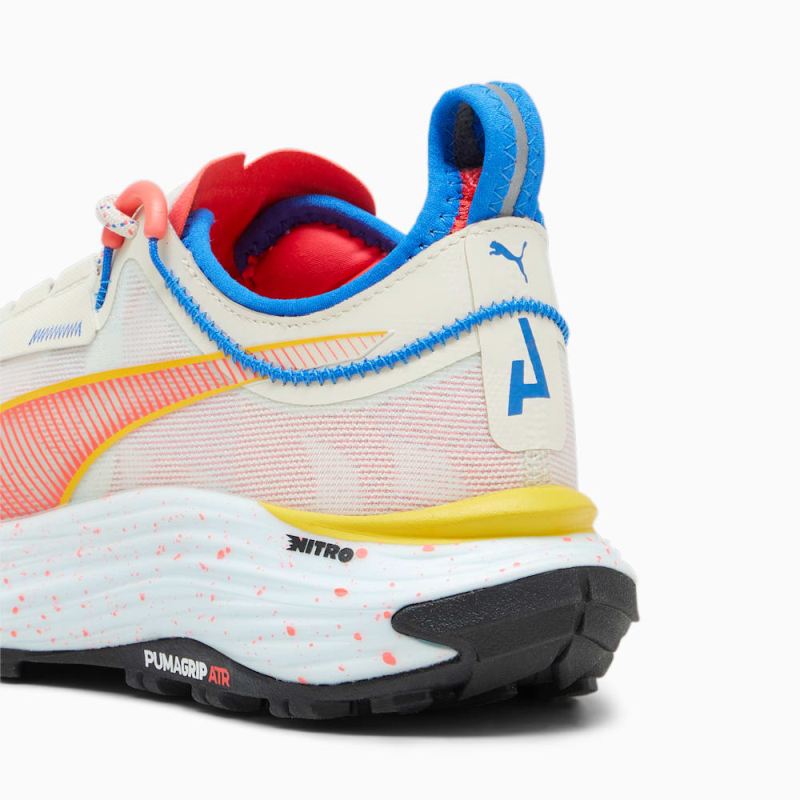 Puma | Women's SEASONS Voyage NITRO 3 Running Shoes - Alpine Snow-Ultra Blue-Yellow Burst