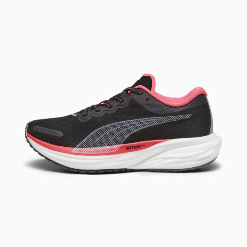 Puma | Women's Deviate NITRO 2 Running Shoes - Black-Fire Orchid - Click Image to Close