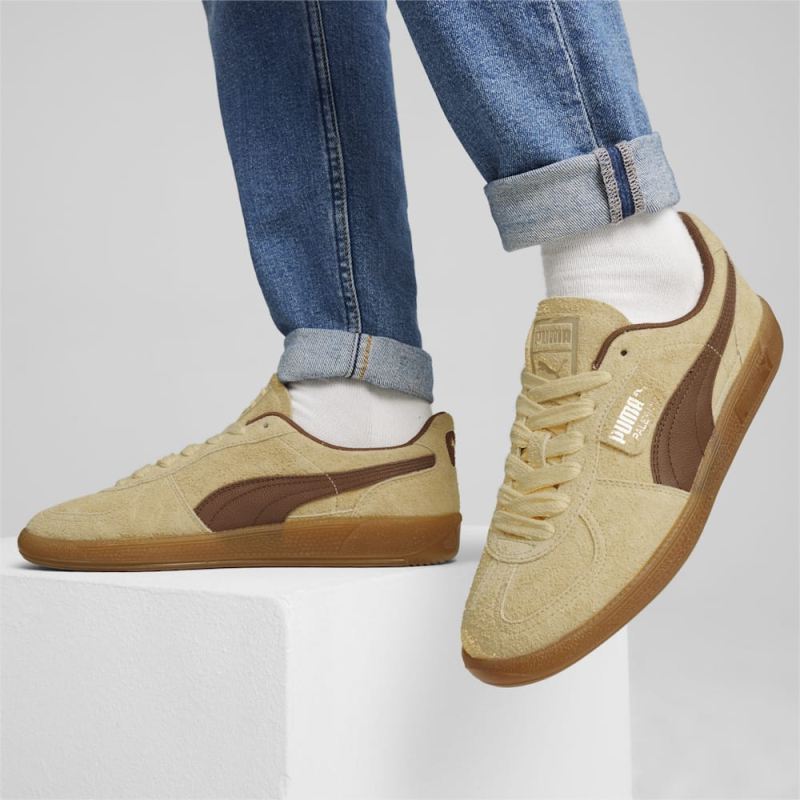 Puma | Men's Palermo Hairy Sneakers - Chamomile-Brown Mushroom