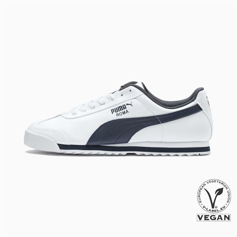 Puma | Men's Roma Basic Sneakers - white-new navy - Click Image to Close