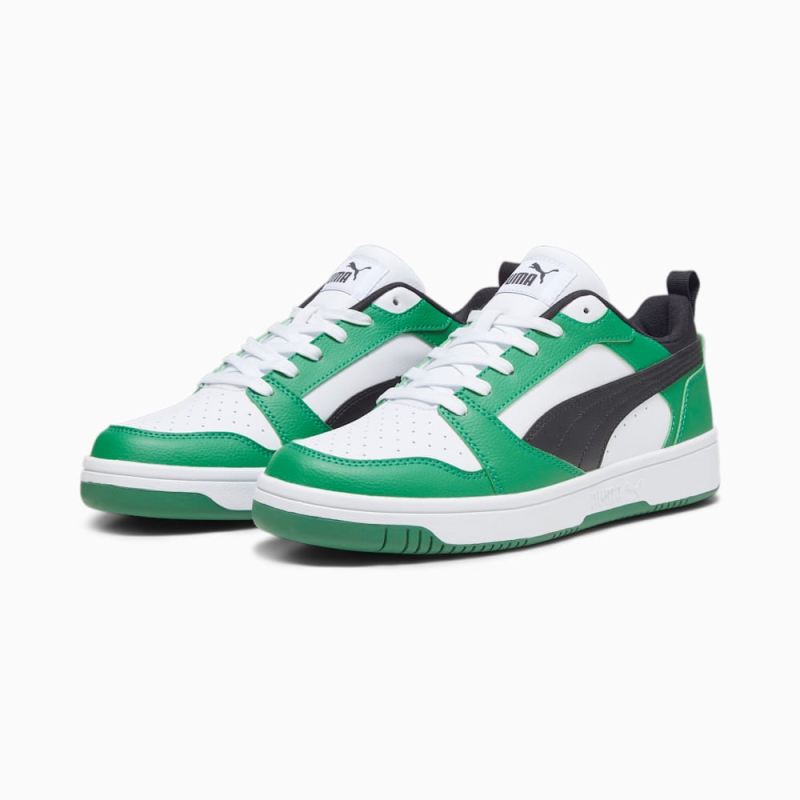 Puma | Men's Rebound V6 Low Sneakers - White-Black-Archive Green