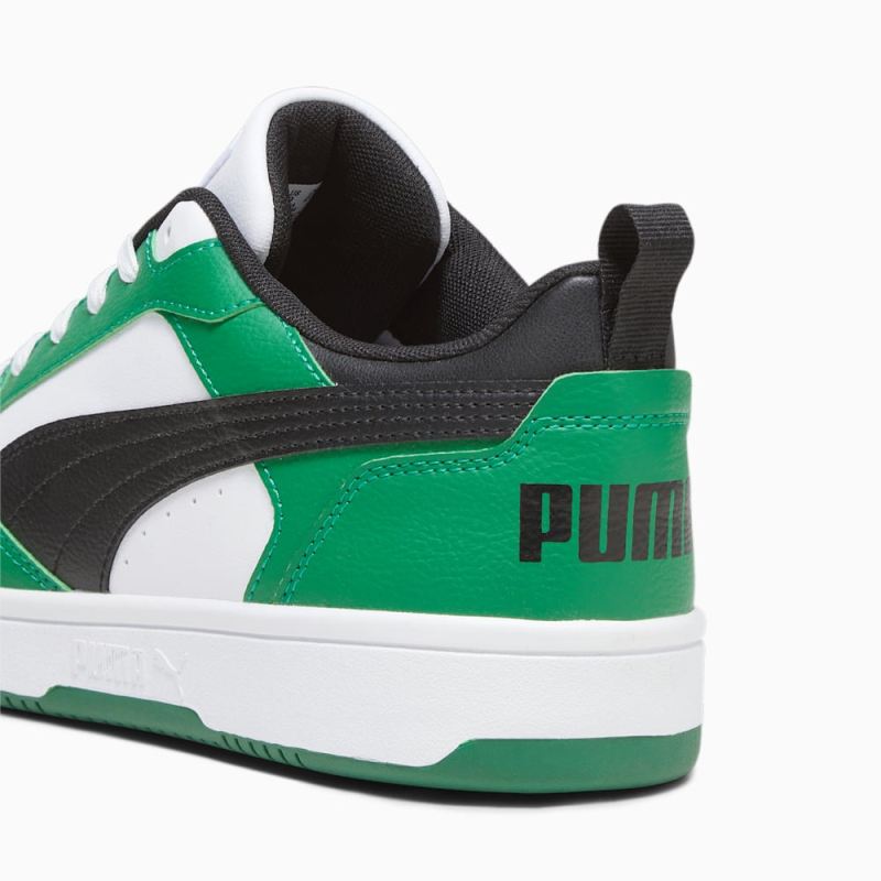 Puma | Men's Rebound V6 Low Sneakers - White-Black-Archive Green