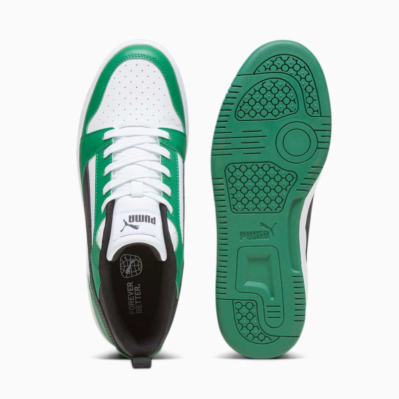 Puma | Men's Rebound V6 Low Sneakers - White-Black-Archive Green