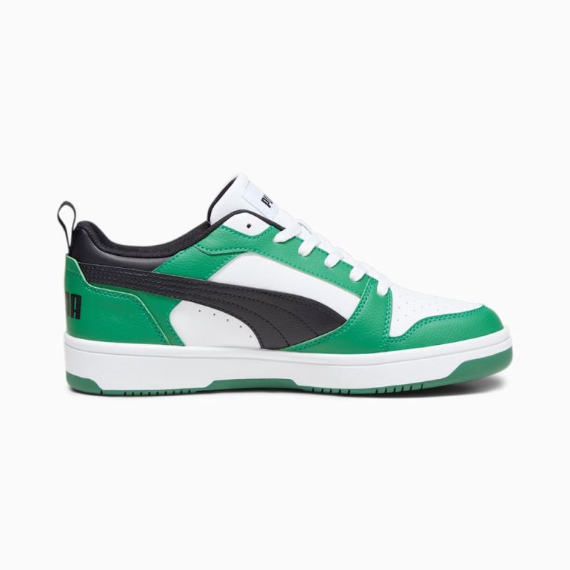 Puma | Men's Rebound V6 Low Sneakers - White-Black-Archive Green