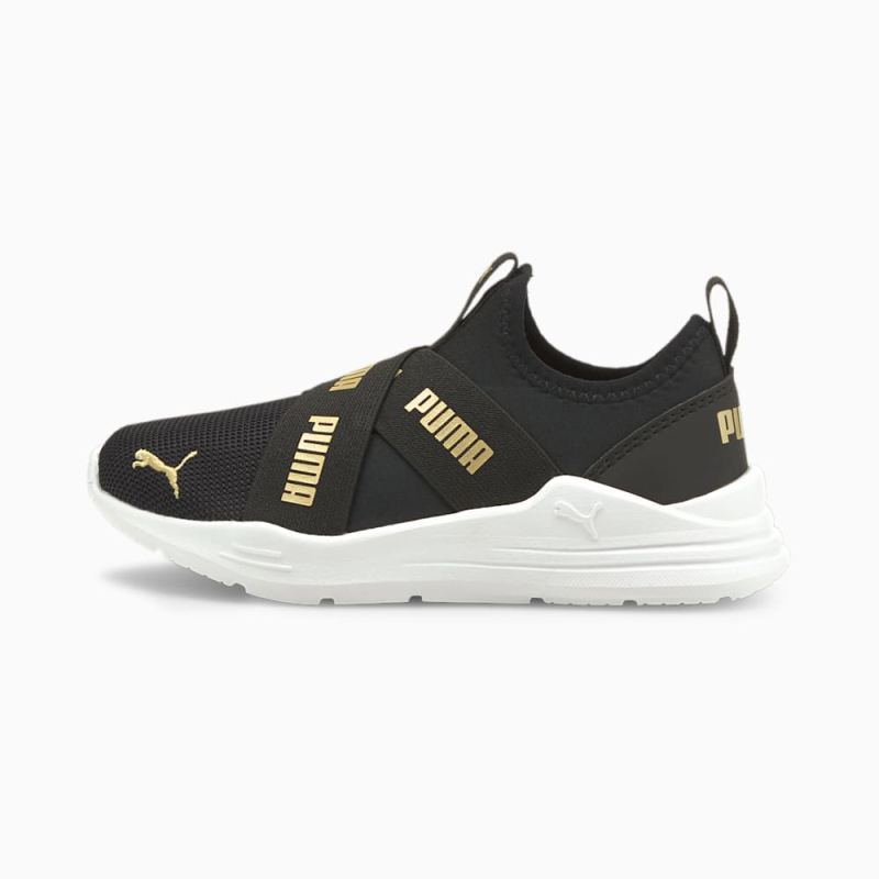 Puma | Girls Wired Run Slip-On Little Kids Shoes - Black-Team Gold