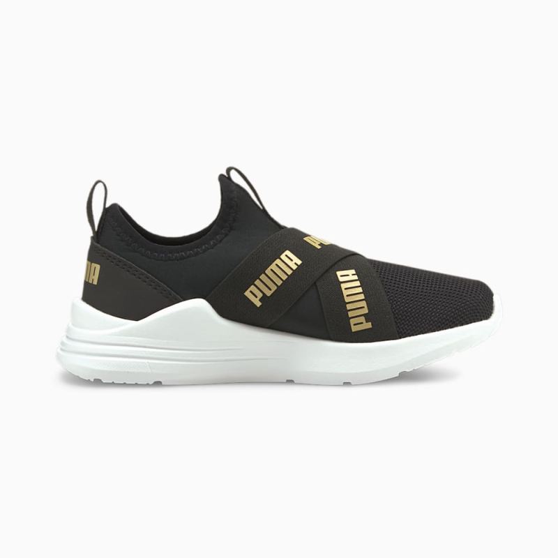 Puma | Girls Wired Run Slip-On Little Kids Shoes - Black-Team Gold