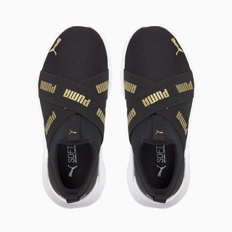 Puma | Girls Wired Run Slip-On Little Kids Shoes - Black-Team Gold