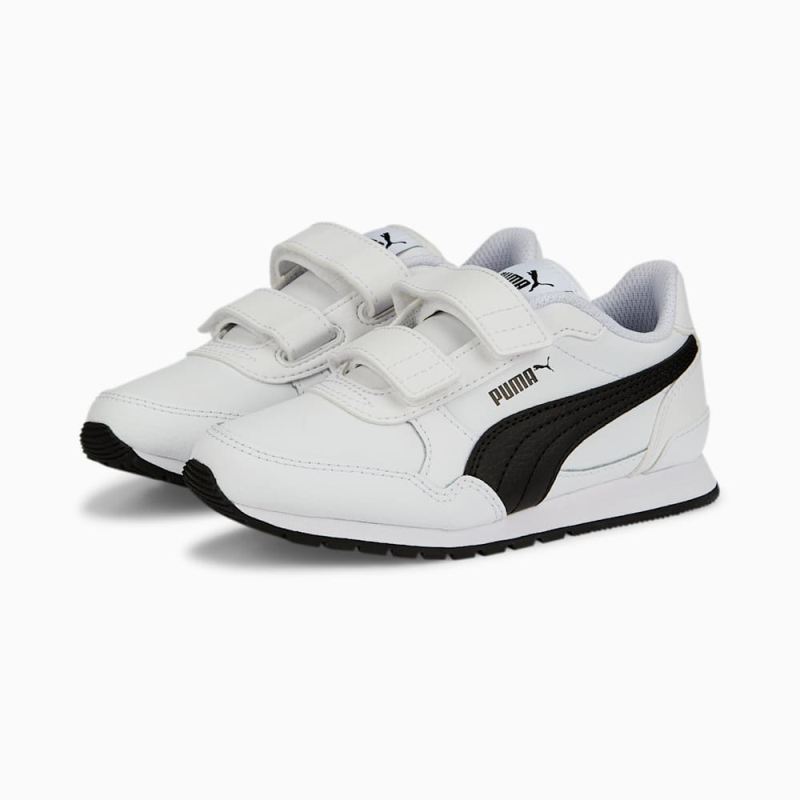 Puma | Boys ST Runner v3 Leather Little Kids Sneakers - White-Black