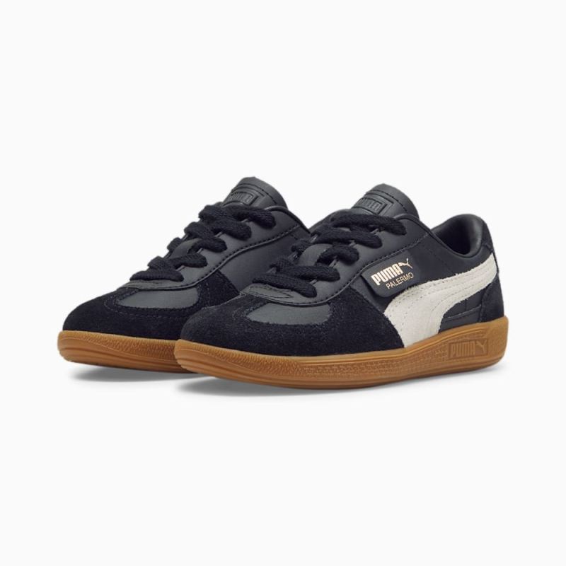 Puma | Girls Palermo Leather Little Kids Sneakers - Black-Feather Gray-Gum