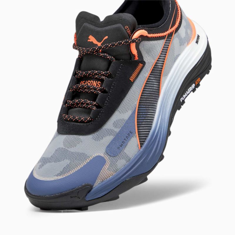 Puma | Men's SEASONS Voyage NITRO 3 Running Shoes - Inky Blue-Black-Neon Sun