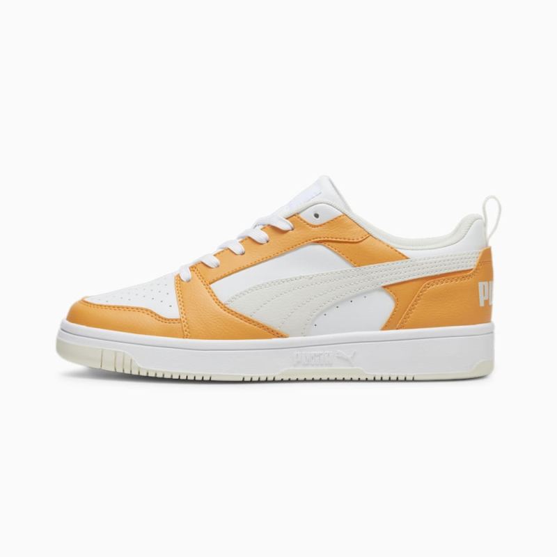 Puma | Men's Rebound V6 Low Sneakers - Clementine-White-Vapor Gray