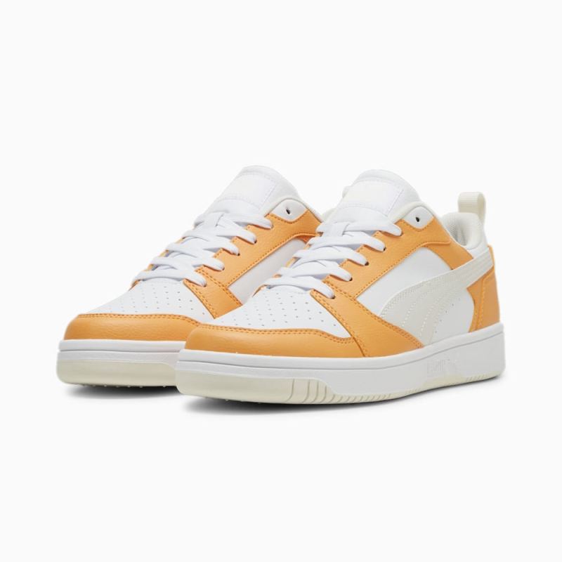 Puma | Men's Rebound V6 Low Sneakers - Clementine-White-Vapor Gray