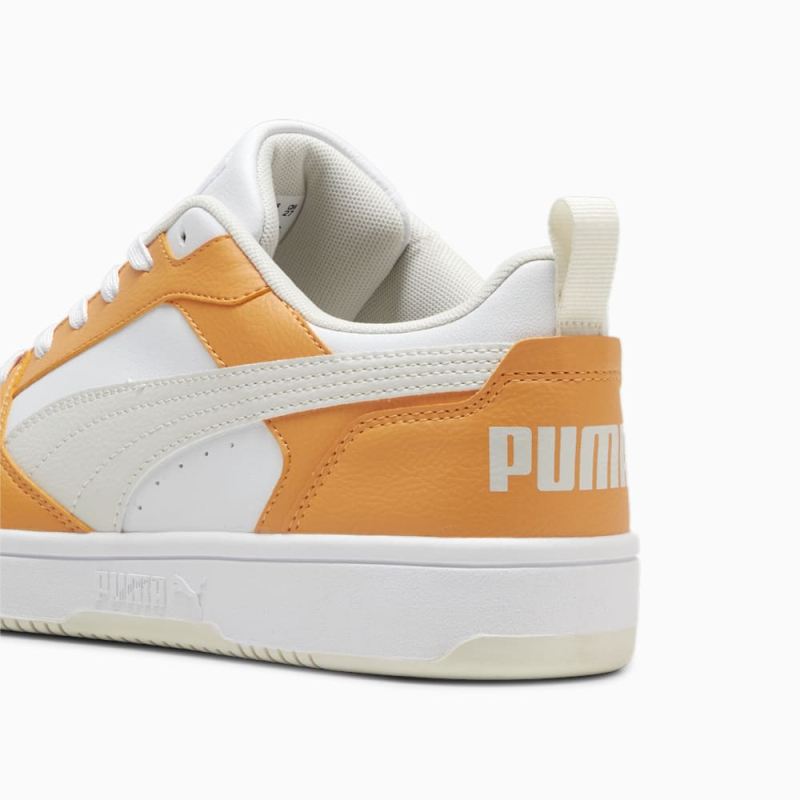 Puma | Men's Rebound V6 Low Sneakers - Clementine-White-Vapor Gray