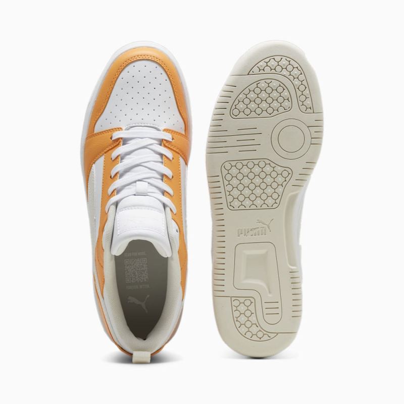 Puma | Men's Rebound V6 Low Sneakers - Clementine-White-Vapor Gray