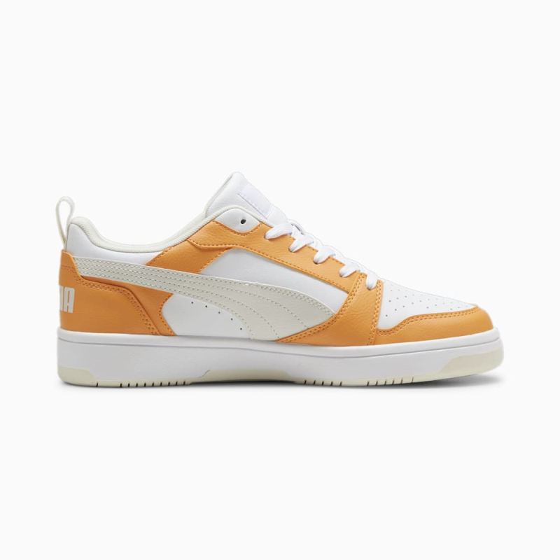 Puma | Men's Rebound V6 Low Sneakers - Clementine-White-Vapor Gray