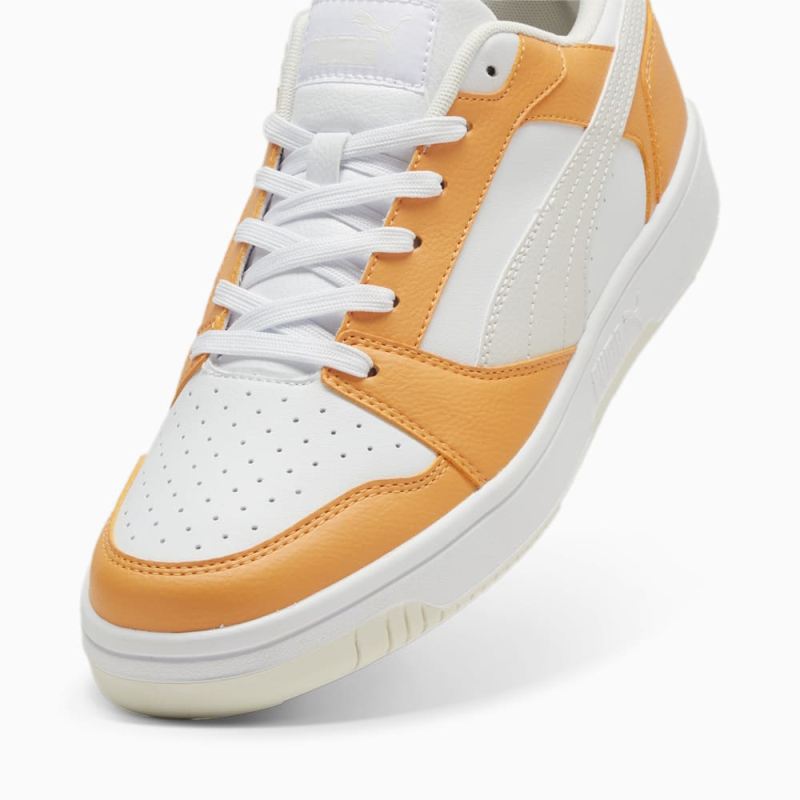 Puma | Men's Rebound V6 Low Sneakers - Clementine-White-Vapor Gray