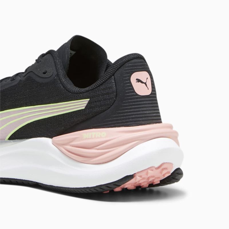 Puma | Women's Electrify NITRO 3 Running Shoes - Black-Peach Smoothie-Speed Green