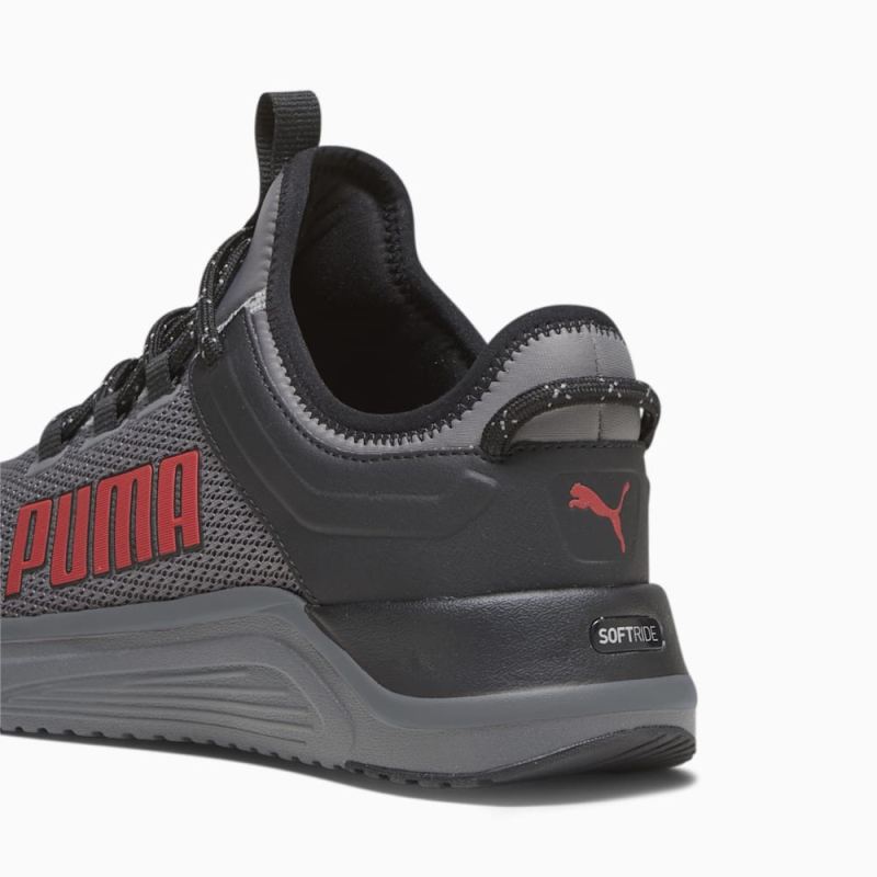 Puma | Men's Softride Astro Slip-On Running Shoes - Cool Dark Gray-Black-For All Time Red