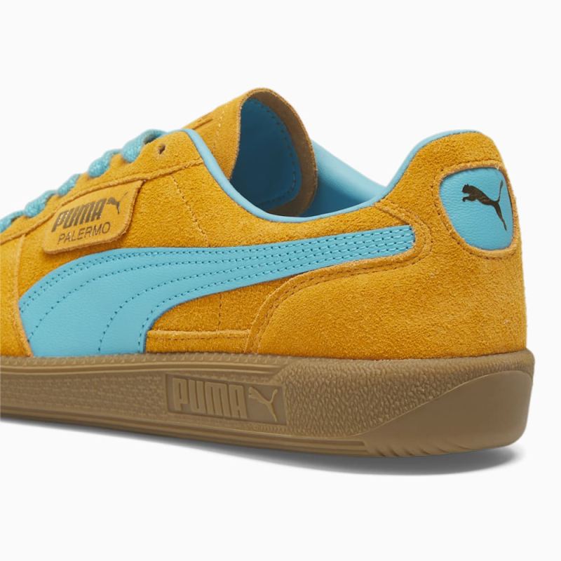 Puma | Women's Palermo Sneakers - Dark Cheddar-Bright Aqua-Gold