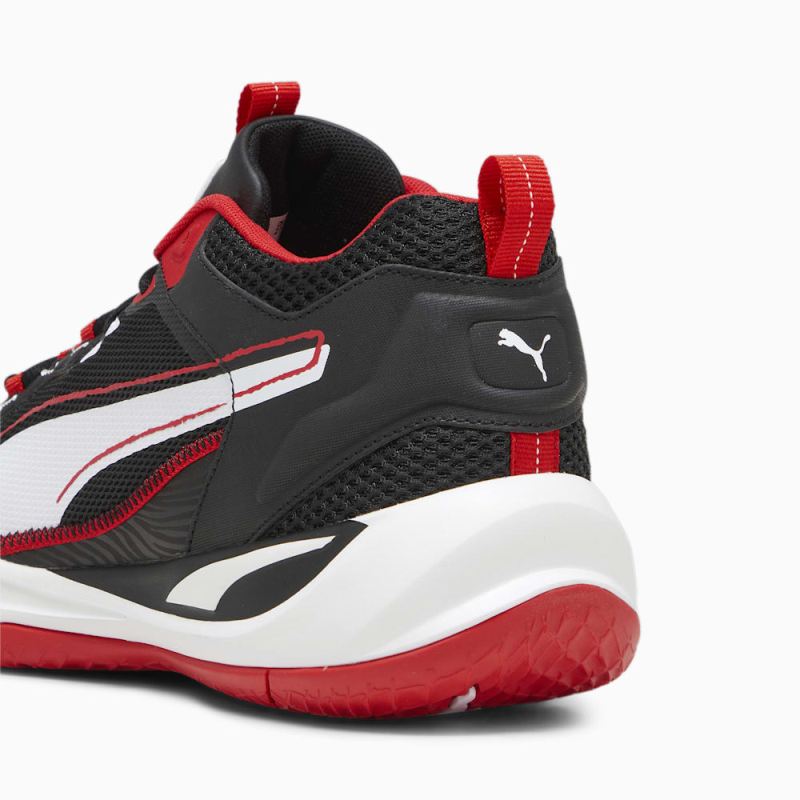 Puma | Men's Playmaker Sneakers - Black-White-For All Time Red