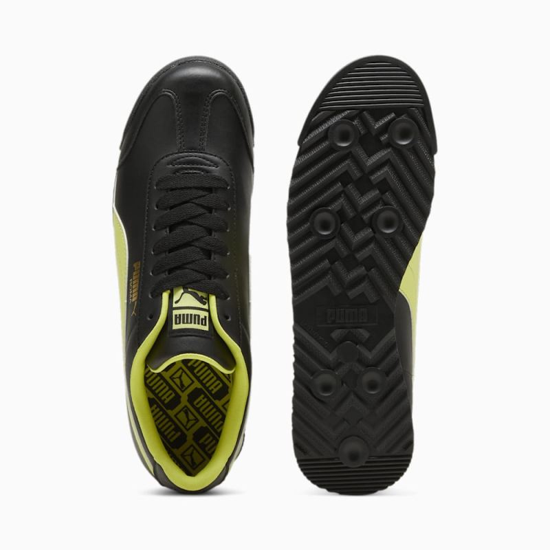 Puma | Men's Roma Basic+ Sneakers - Black-Lime Sheen