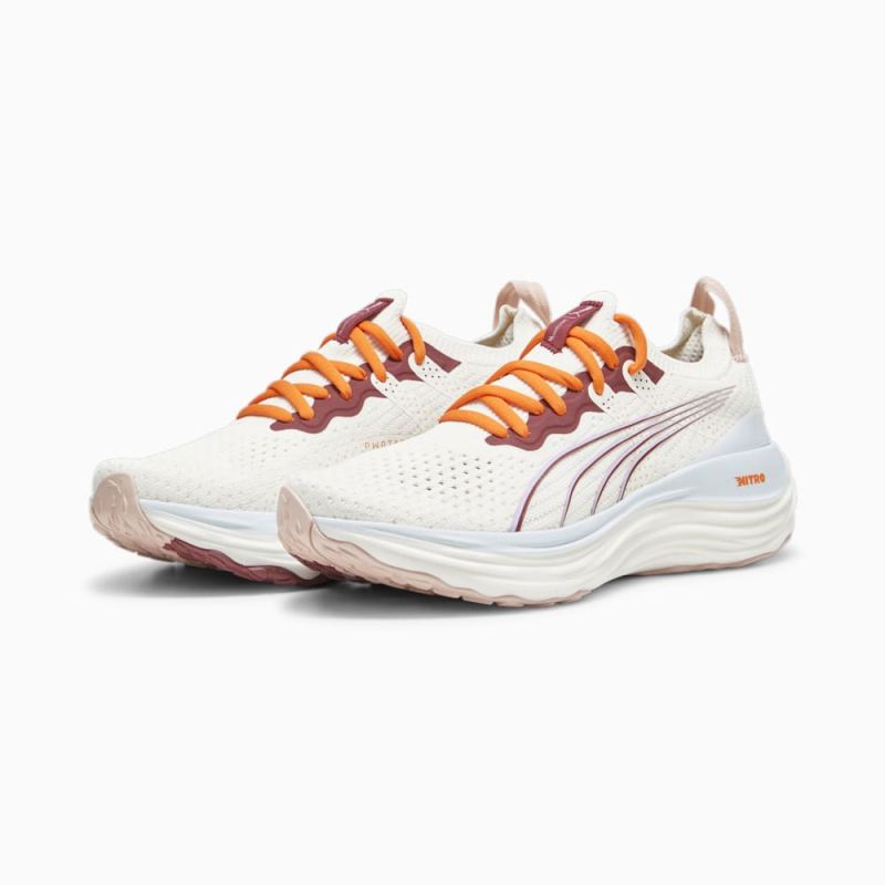 Puma | Women's x lemlem ForeverRun NITRO Running Shoes - Warm White-Icy Blue-Team Regal Red