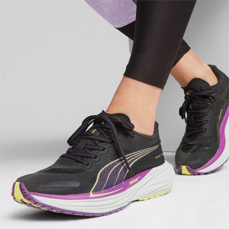 Puma | Women's Deviate NITRO 2 Running Shoes - Black-Purple Pop-Yellow Burst